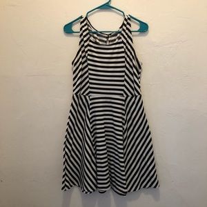 Black and white fit and flare dress